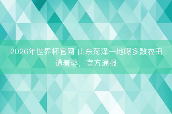 2026年世界杯官网 山东菏泽一地曝多数农田遭羞辱，官方通报