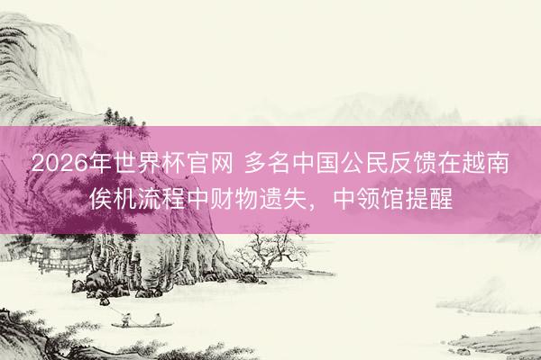 2026年世界杯官网 多名中国公民反馈在越南俟机流程中财物遗失，中领馆提醒
