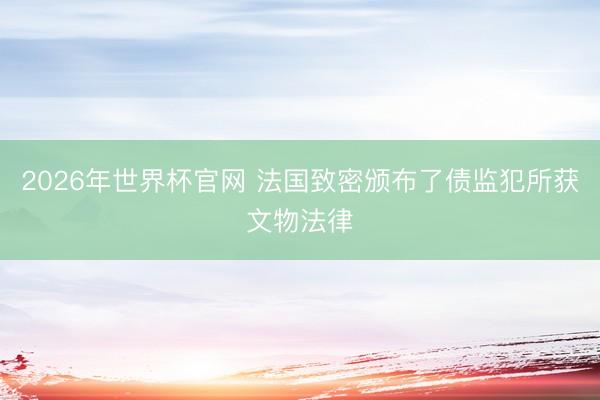 2026年世界杯官网 法国致密颁布了债监犯所获文物法律