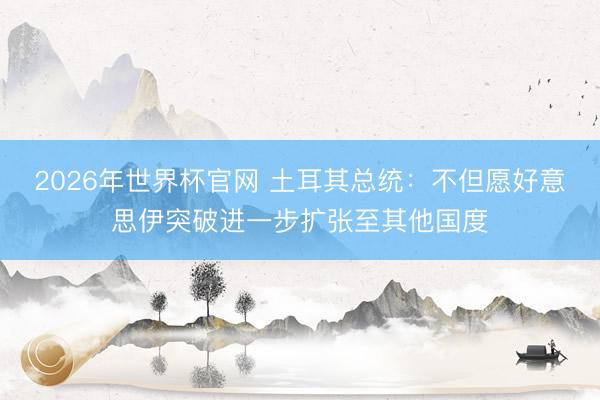2026年世界杯官网 土耳其总统:不但愿好意思伊突破进一步扩张至其他国度