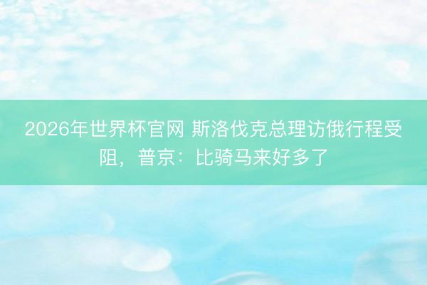 2026年世界杯官网 斯洛伐克总理访俄行程受阻，普京：比骑马来好多了