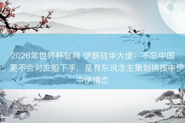 2026年世界杯官网 伊朗驻华大使：不忘中国恩情，更不会对友船下手，是有东说念主策划挑拨中伊情态
