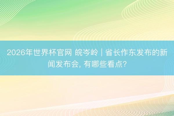 2026年世界杯官网 皖岑岭 | 省长作东发布的新闻发布会， 有哪些看点?