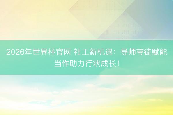 2026年世界杯官网 社工新机遇：导师带徒赋能当作助力行状成长！