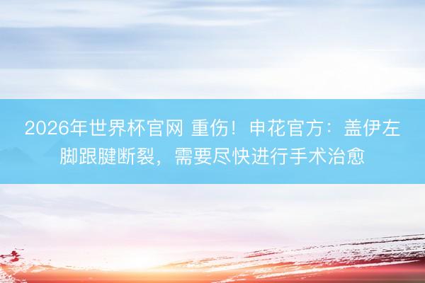 2026年世界杯官网 重伤！申花官方：盖伊左脚跟腱断裂，需要尽快进行手术治愈