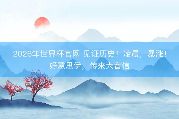 2026年世界杯官网 见证历史！凌晨，暴涨！好意思伊，传来大音信