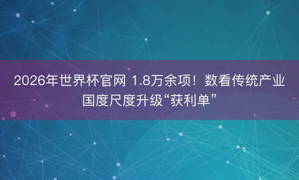 2026年世界杯官网 1.8万余项！数看传统产业国度尺度升级“获利单”