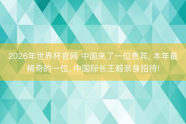 2026年世界杯官网 中国来了一位贵宾, 本年最稀奇的一位, 中国际长王毅亲身招待!