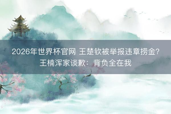 2026年世界杯官网 王楚钦被举报违章捞金？王楠浑家谈歉：背负全在我