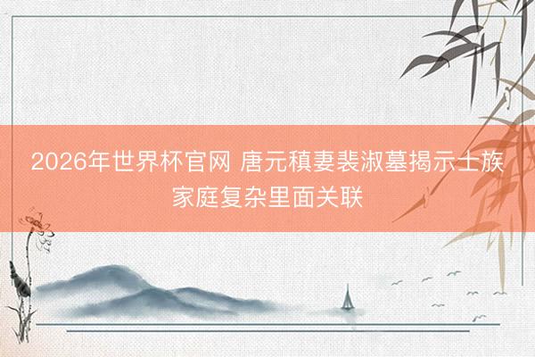 2026年世界杯官网 唐元稹妻裴淑墓揭示士族家庭复杂里面关联