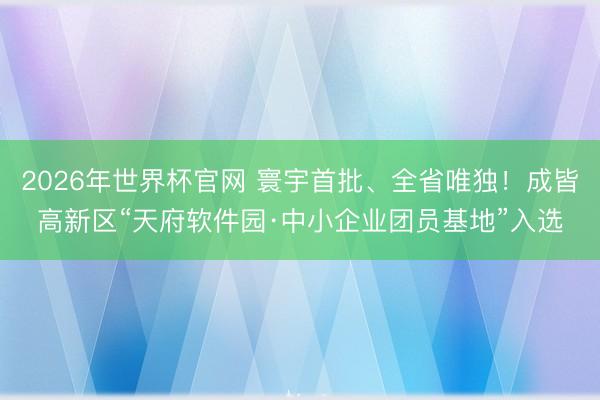 2026年世界杯官网 寰宇首批、全省唯独！成皆高新区“天府软件园·中小企业团员基地”入选