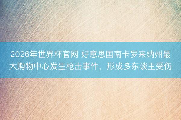 2026年世界杯官网 好意思国南卡罗来纳州最大购物中心发生枪击事件，形成多东谈主受伤